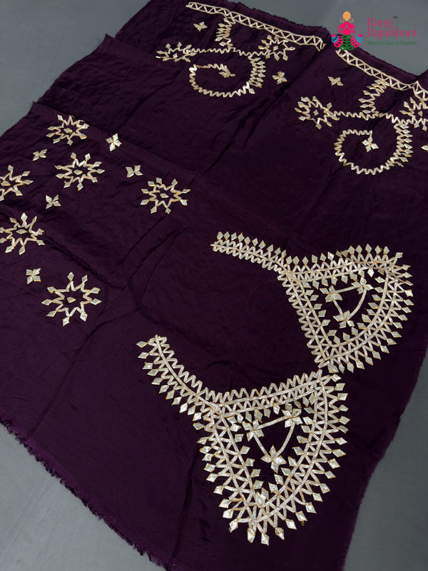 wine pure upada silk gota patti blouse by Rang Rajasthani