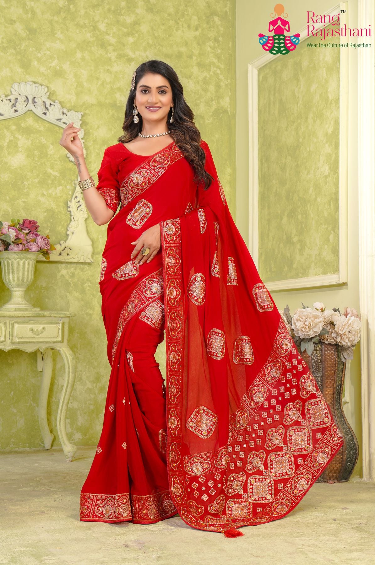 Soft Red Traditional Saree - Festive