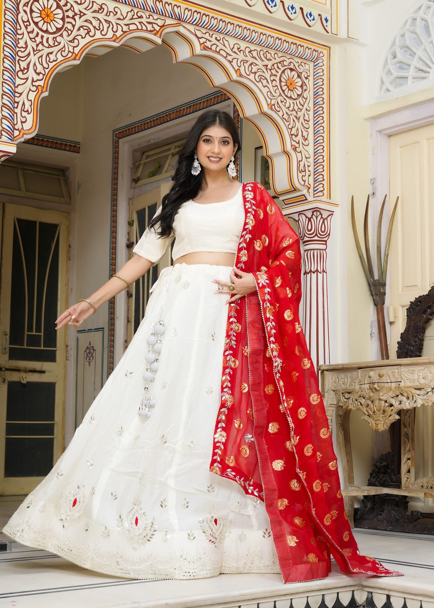 White Silk Lehenga - Elegant look