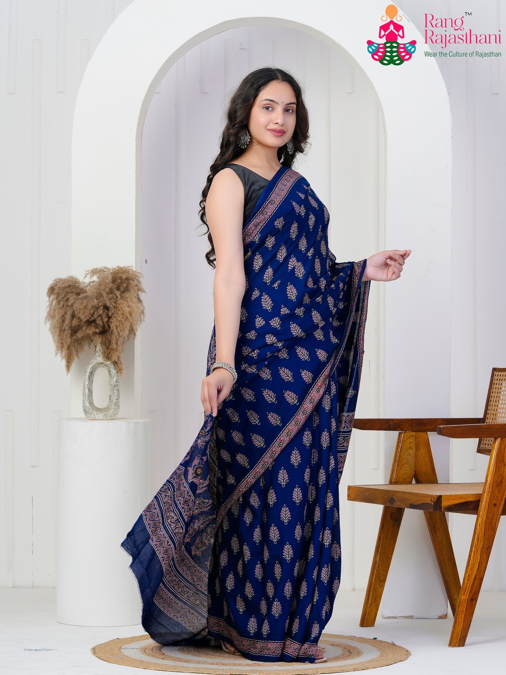 Block print cotton saree for office and summer wear