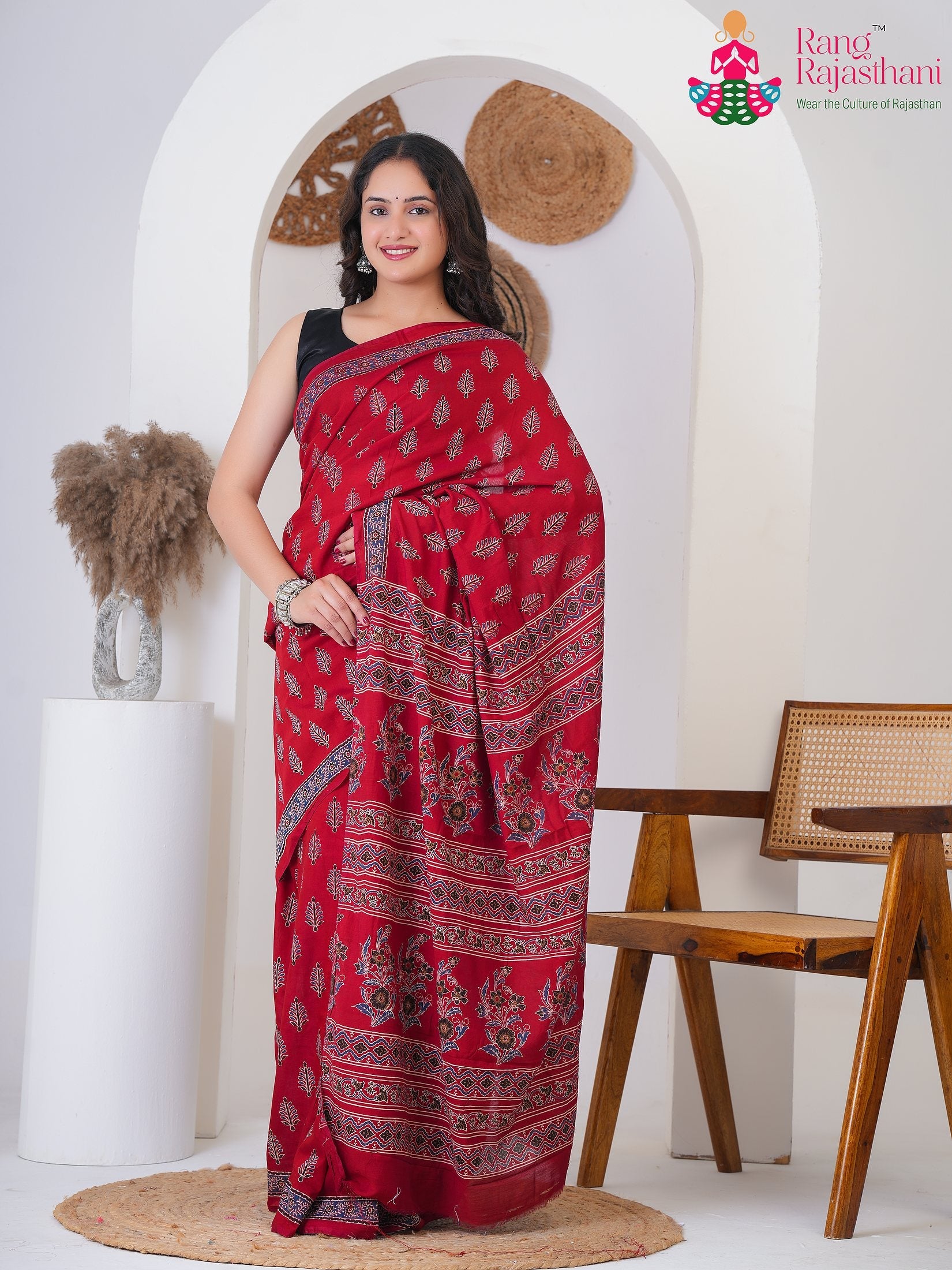 Red Rang Cotton Sarees Online | Pure Cotton Block Print Daily Wear β Rang ...