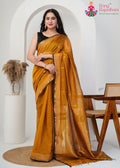 Mustard Maheshwari Silk Saree : Subtle Heritage Glow