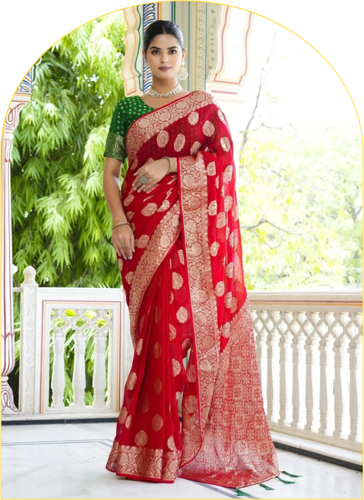Red Pooja Sarees