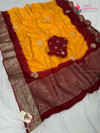 border detailing of artisanal yellow silk saree