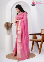 Pink Silk saree with Sequence side drape view