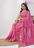 Pink Pure Ho Silk Sequin Saree for Festive Celebration | Handcrafted Pick