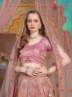 Pink Silk saree with Banarasi Zari Work back view