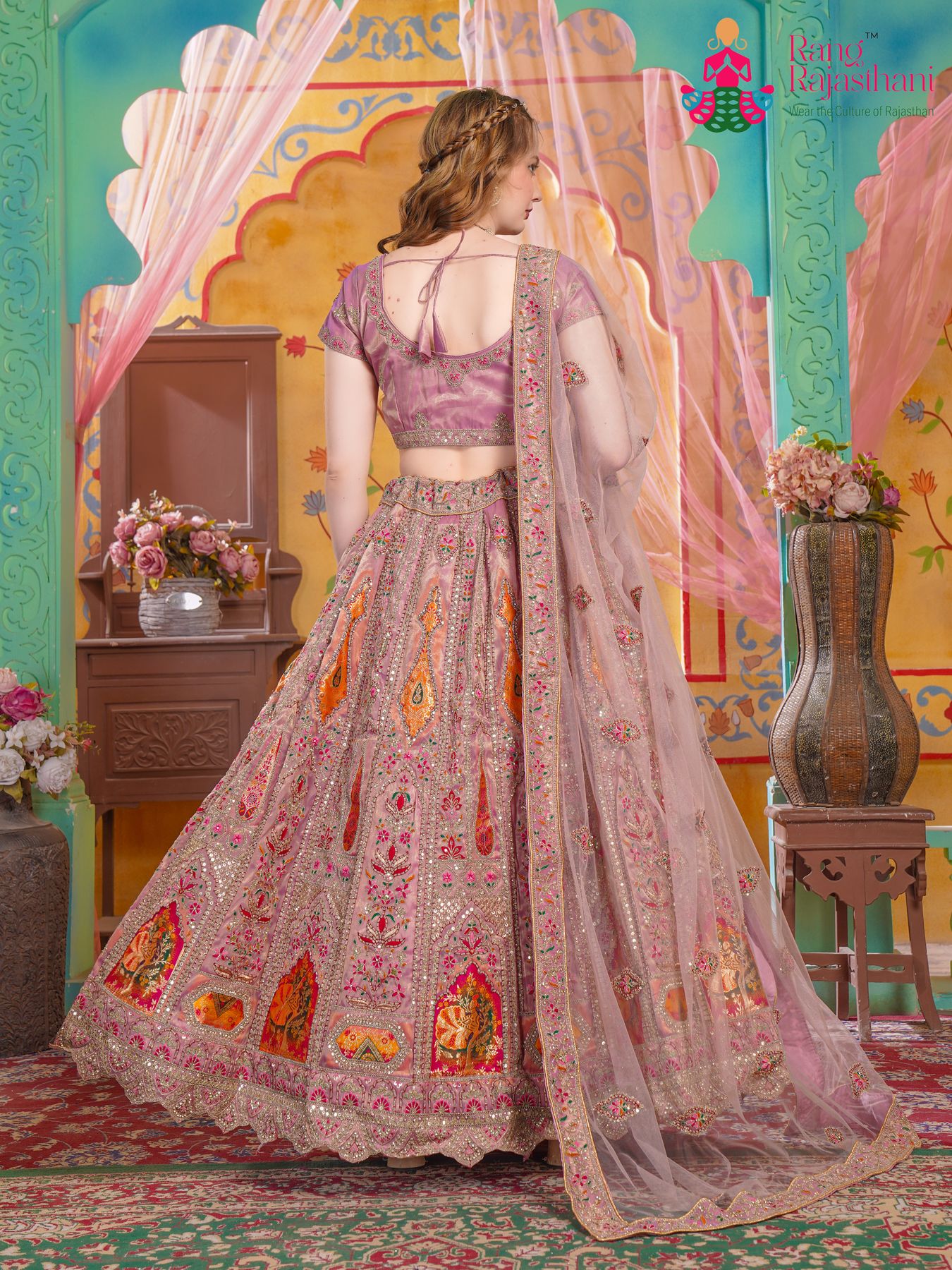 Onion Silk Lehenga Chunni- Chic