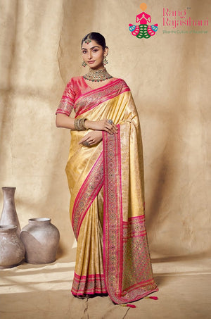 Beige Art Silk Banarasi Zari Weave Saree for Bridal | Heritage Weave