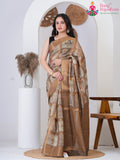 Brown SyntheticSilk Party saree with Printed from Rang Rajasthani