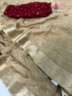 border detailing of beige chinnon sequin saree
