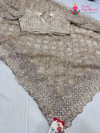 beige net sequin saree for wedding reception by Rang Rajasthani