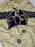 beige pure tissue silk gota patti saree by Rang Rajasthani