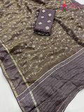 Beige Pure Tissue Silk Zari Embroidery Saree for Wedding Guest | Classic Pick