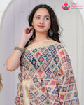 Beige Art Silk Printed Saree for Casual | Ethnic Wear