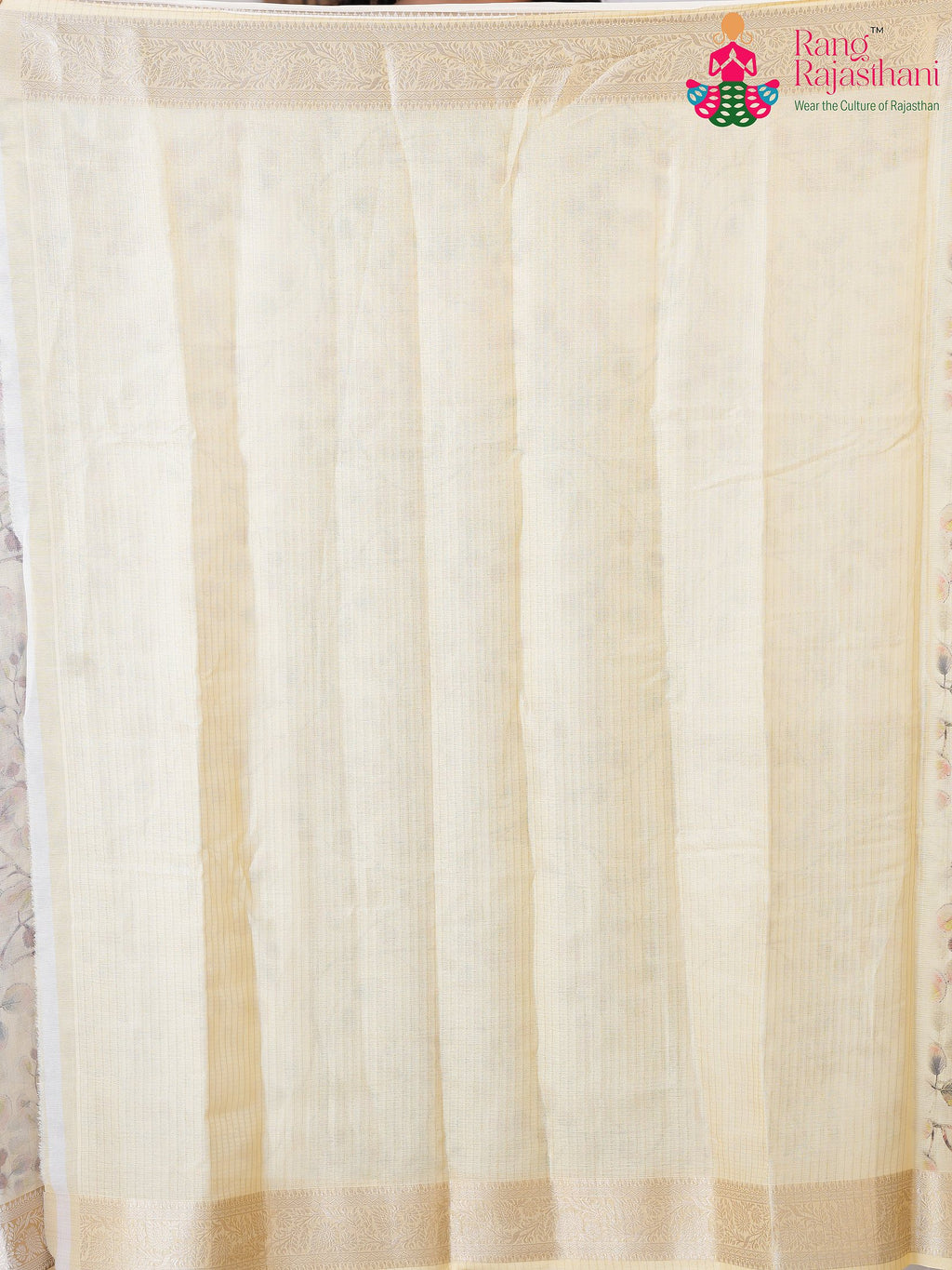 Yellow Imported saree with Printed pleats view