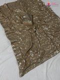 beige synthetic hand embellishment saree by Rang Rajasthani