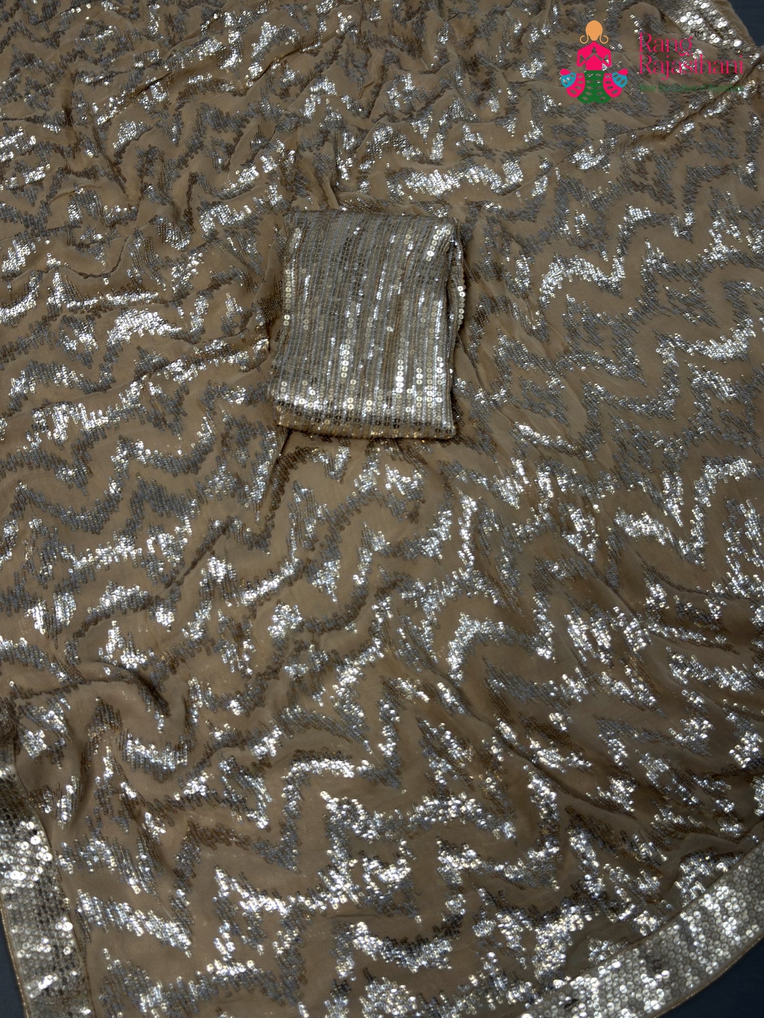 Beige Synthetic Hand Embellishment Saree for Bridal | Signature Look