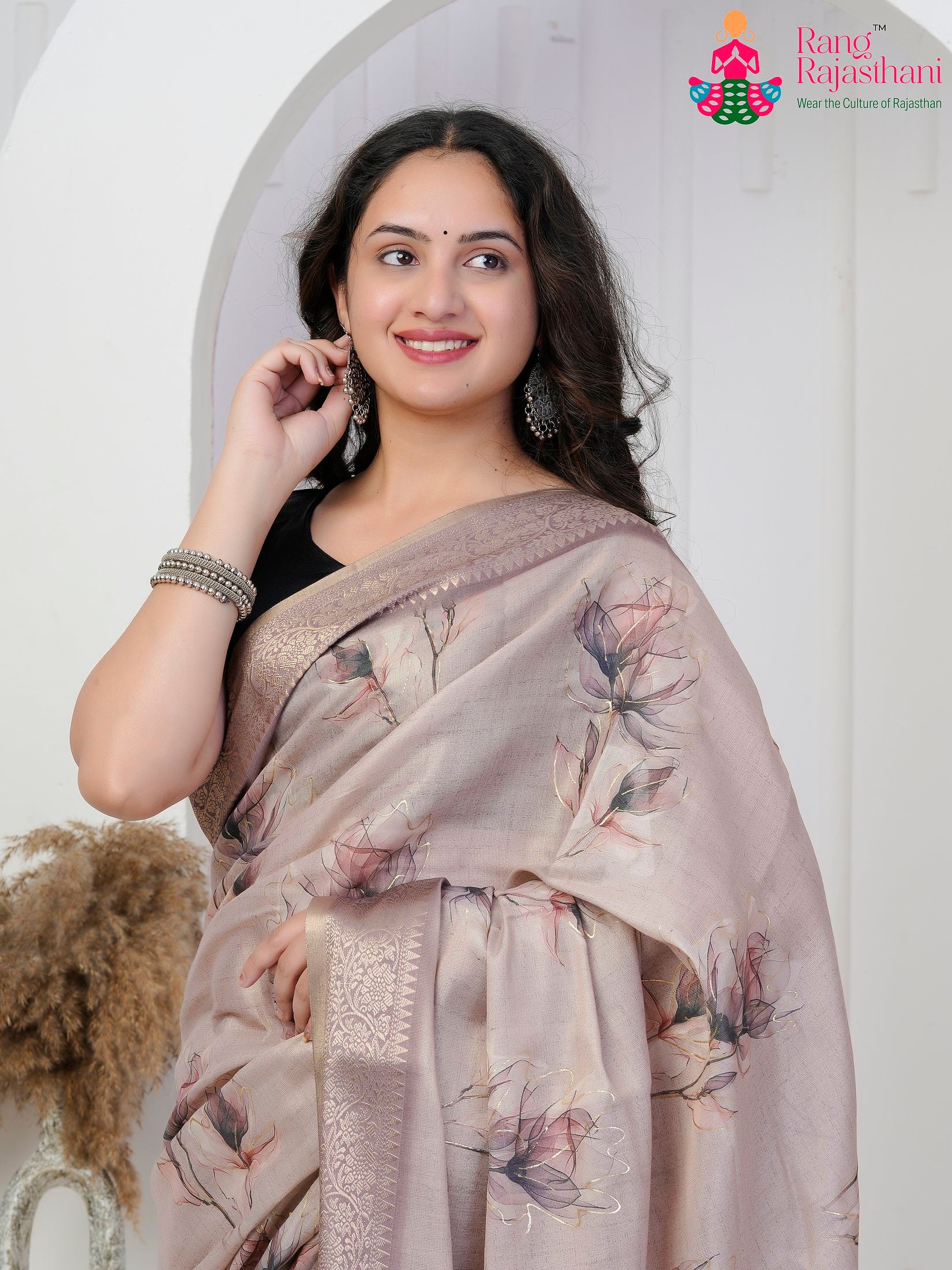 Mustard Imported saree with Printed close up detailing