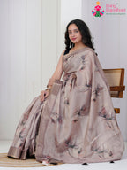 Mustard Imported saree with Printed pallu detailing