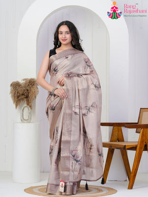 Beige Art Silk Printed Saree for Casual | Designer Edit