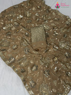 beige synthetic sequin saree by Rang Rajasthani
