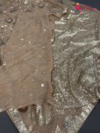 Beige Synthetic Sequin Saree for Bridal | Signature Drape