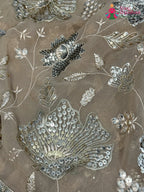 Beige Synthetic Sequin Saree for Bridal | Signature Drape