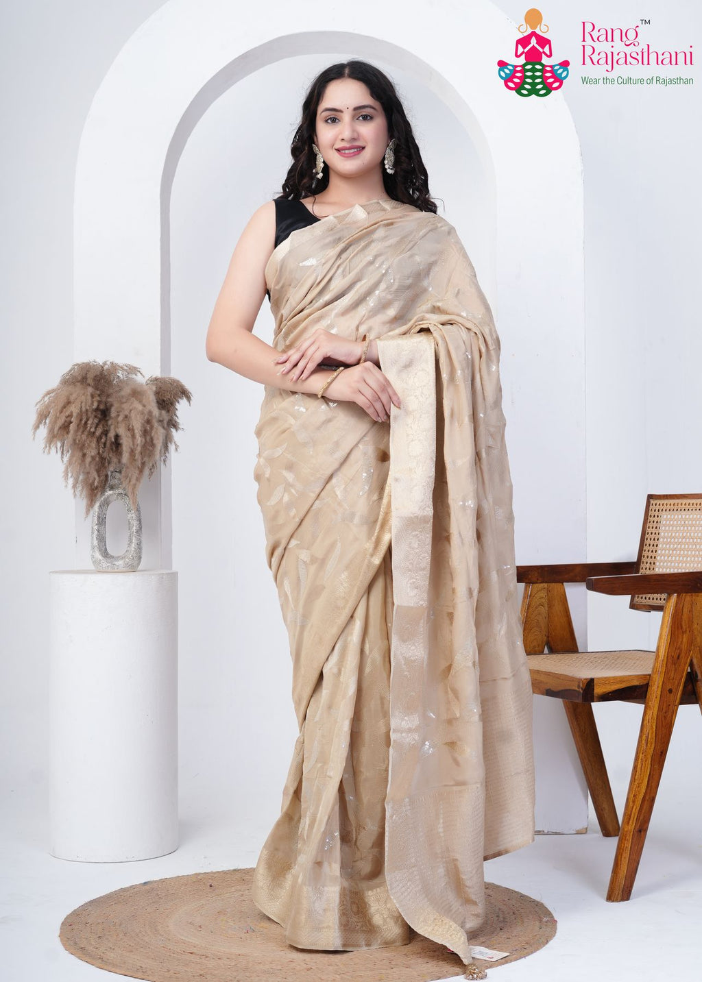 Chiku Party Wear saree | Silk Saree | Rang Rajasthani