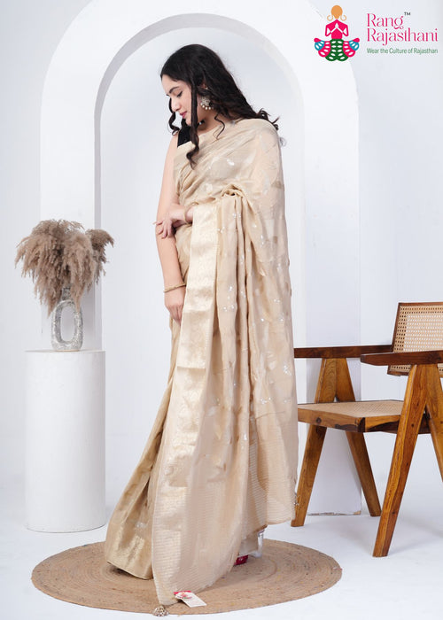 Chicku Silk saree with Sequence side drape view