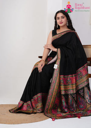 Black Pure Russian Silk Banarasi Zari Weave Saree for Wedding Reception | Trending Pick