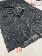 black art silk sequin saree  for wedding reception by Rang Rajasthani