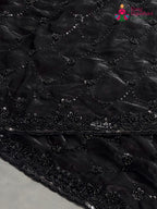 Black Synthetic Hand Embellishment Saree for Wedding Reception | Shop Latest