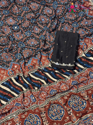 Black Chinnon Ajrakh Print Saree for Wedding Reception | Premium Pick
