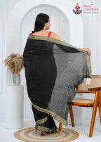 Black Chinnon Plain Saree for Wedding Guest | Trending Pick