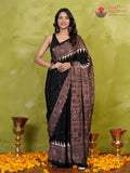 black modal ajrakh print saree ethnic wear by Rang Rajasthani