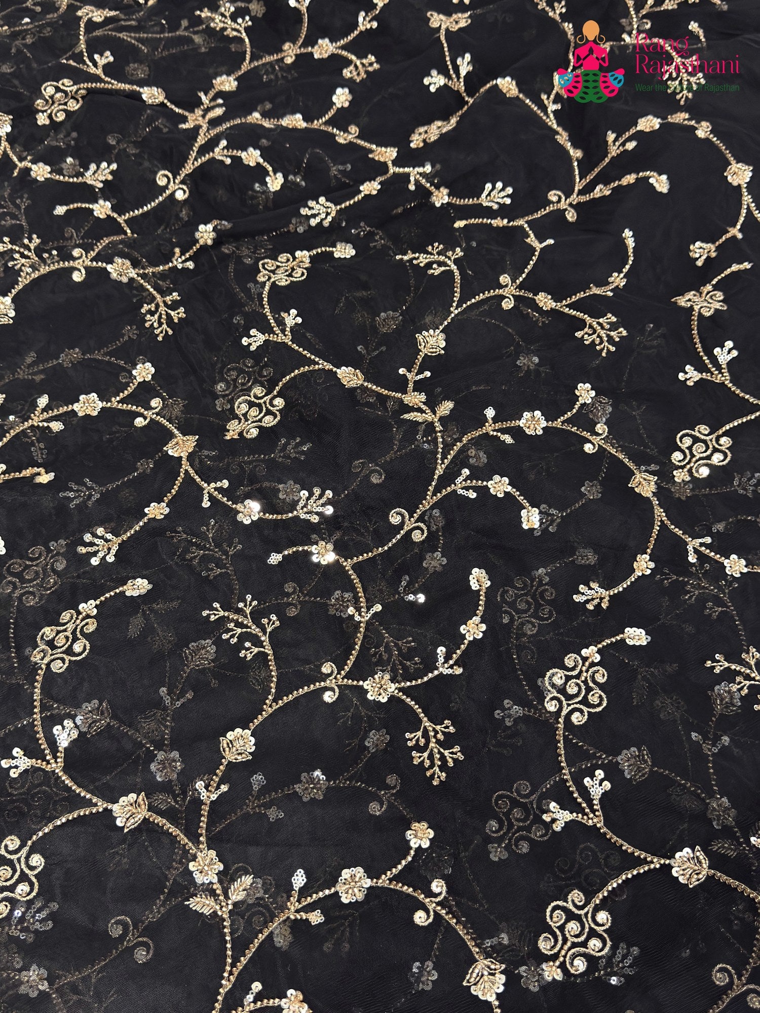 Black Net Hand Embellishment Saree for Bridal | Curated Look