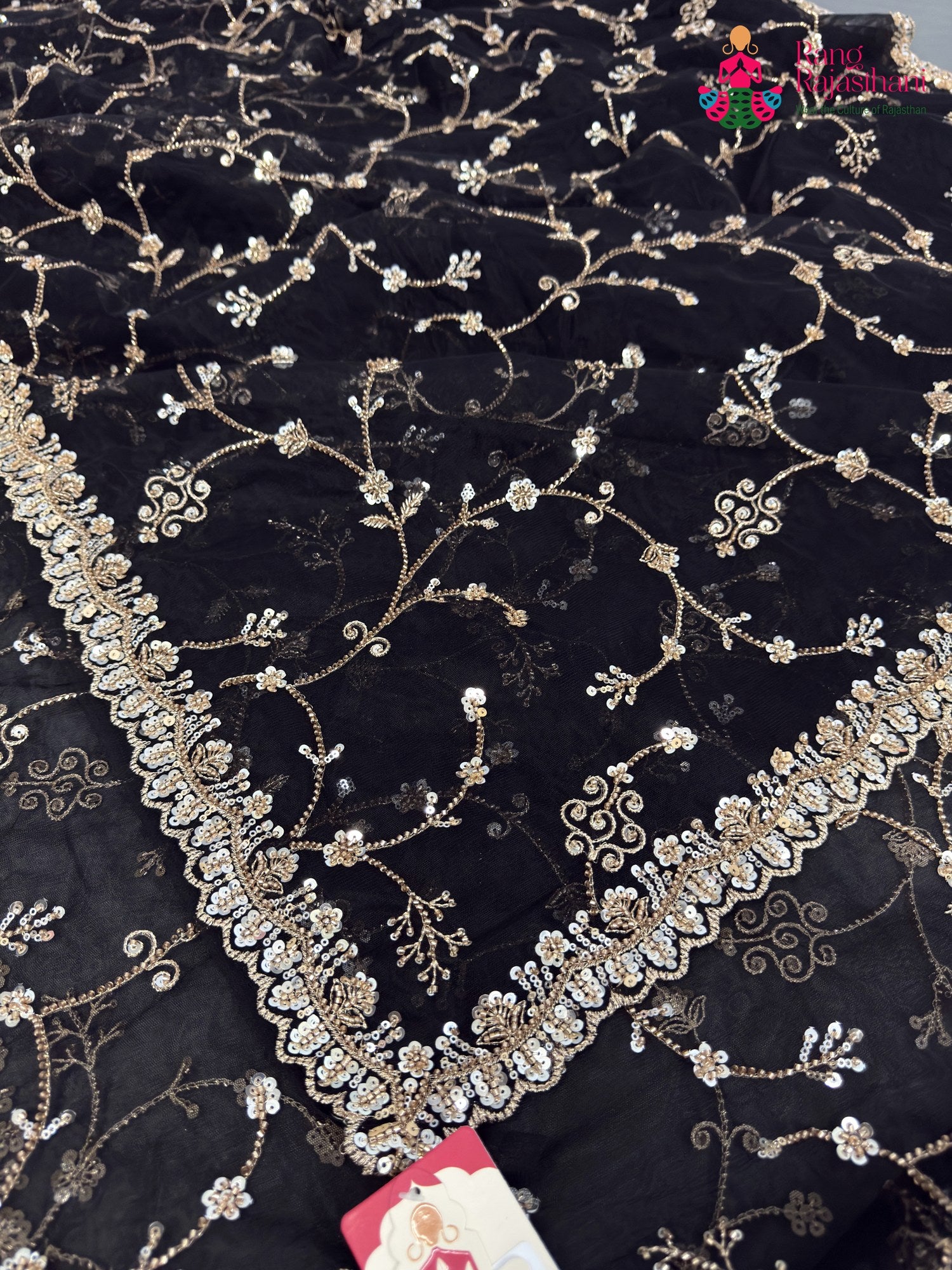 Black Net Hand Embellishment Saree for Bridal | Curated Look