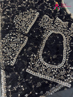 Black Net Hand Embellishment Saree for Bridal | Curated Look