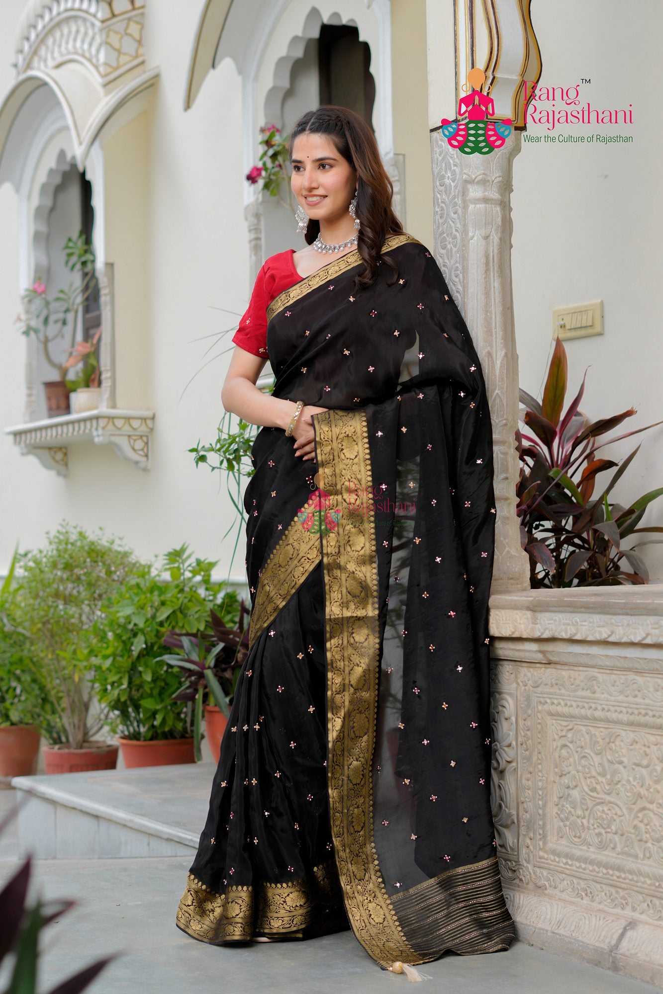 Black Party Wear Saree | Rang Rajasthani