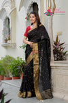 Black Silk Navratri Shringar Saree : Jaipuri Heritage