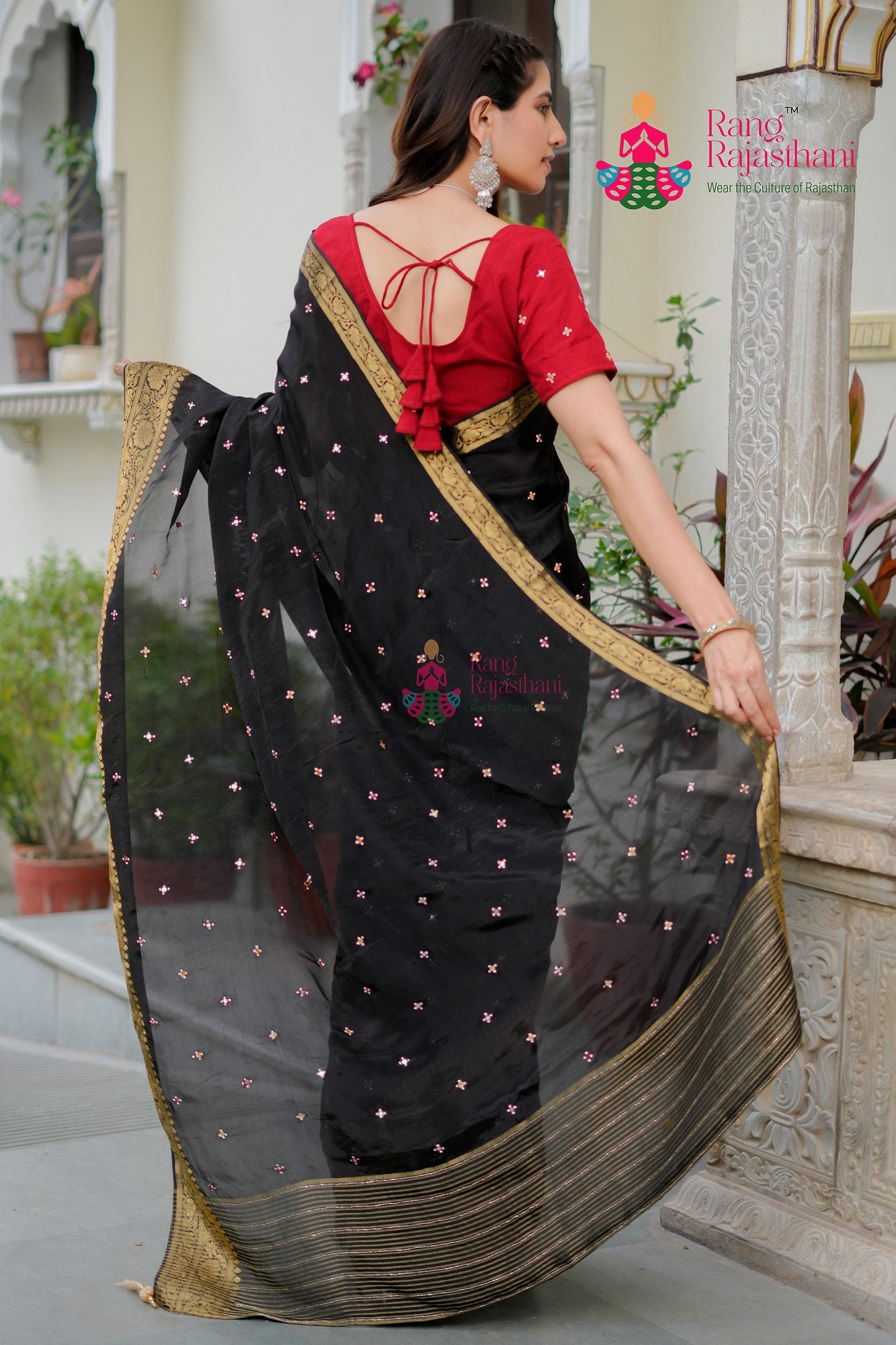 Black Party Wear Saree | Rang Rajasthani