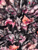 Black Pure Chiffon Printed Saree for Sangeet Night | Wedding Collection