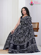 Black Cotton saree with Printed pallu detailing