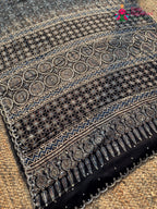 Black Pure Modal Silk Sequin Ajrakh Print Saree for Wedding Reception | Buy Today
