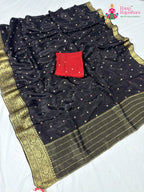 border detailing of black silk saree