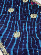 Blue Chiffon Gota Patti Leheriya Saree for Sangeet Night | Trending Now
