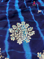 Blue Chiffon Gota Patti Leheriya Saree for Sangeet Night | Trending Now
