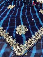 Blue Chiffon Gota Patti Leheriya Saree for Sangeet Night | Trending Now