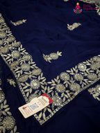 Blue Chiffon Zari Embroidery Saree for Wedding Reception | Style Pick